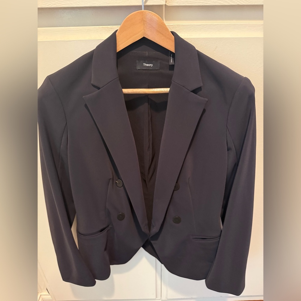 Theory Black Double-Breasted Blazer